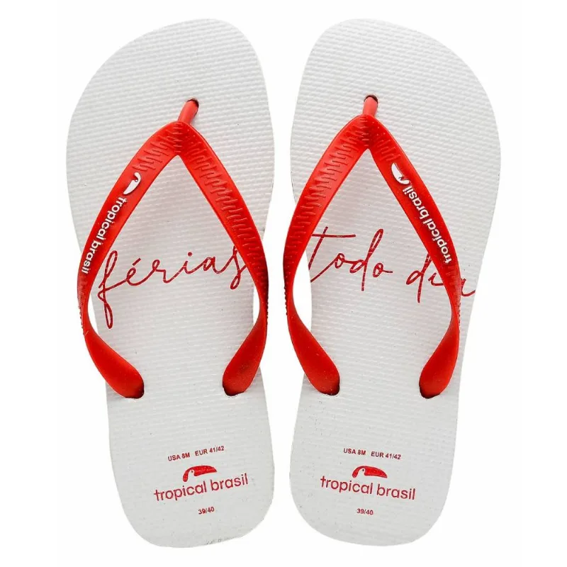 Chinelo Tropical Brasil Institucion Flip Flop Branco Com Vermelho - 41