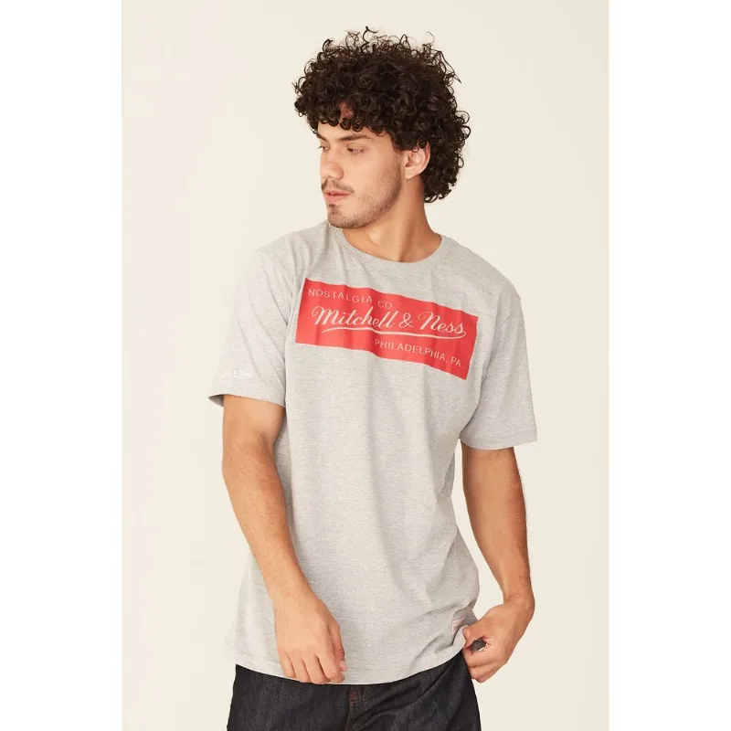 Camiseta Mitchell & Ness Estampada Brand Cinza Mescla - P