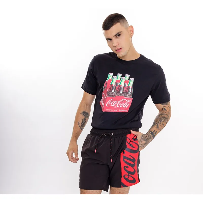 Shorts Starter Sintético Collab Coca Cola Cut Logos Preto - GG