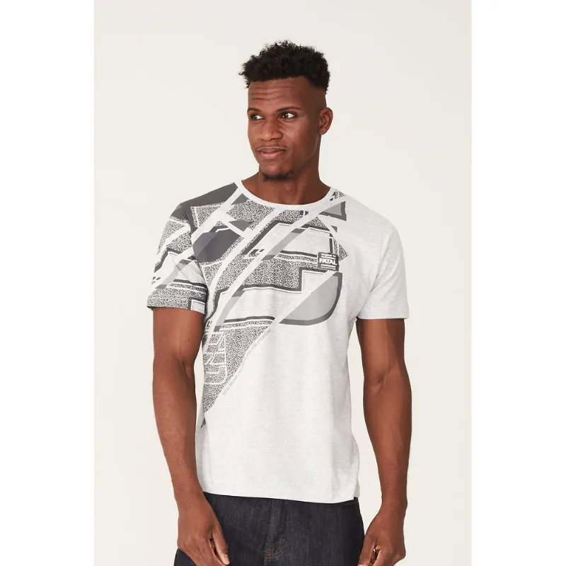 Camiseta Fatal Estampada Geometric Cinza Mescla - GG