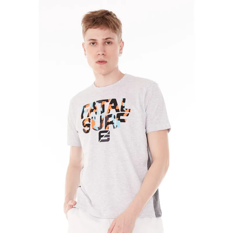 Camiseta Fatal Especial Lettering Logo Cinza Mescla - G