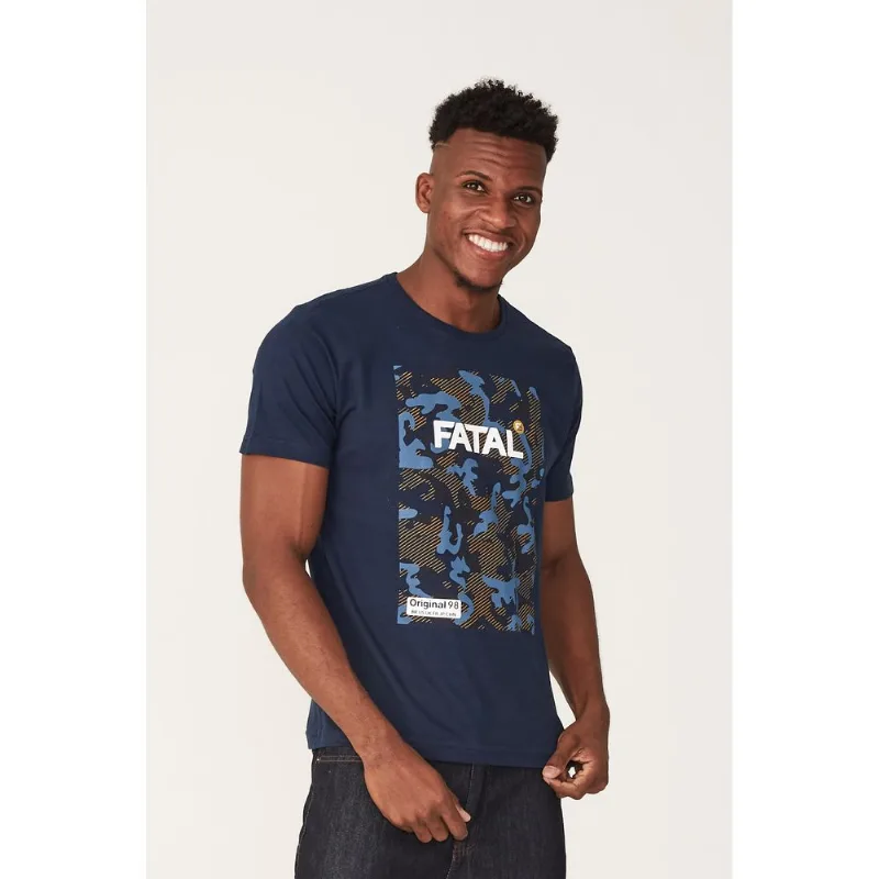 Camiseta Fatal Estampada Logo Box Azul Marinho - P