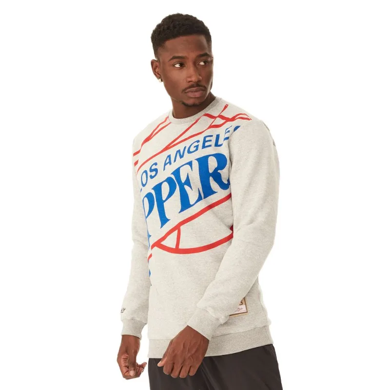Moletom Mitchell & Ness Fechado Gola Careca Los Angeles Clippers Cinza Mescla Claro - G