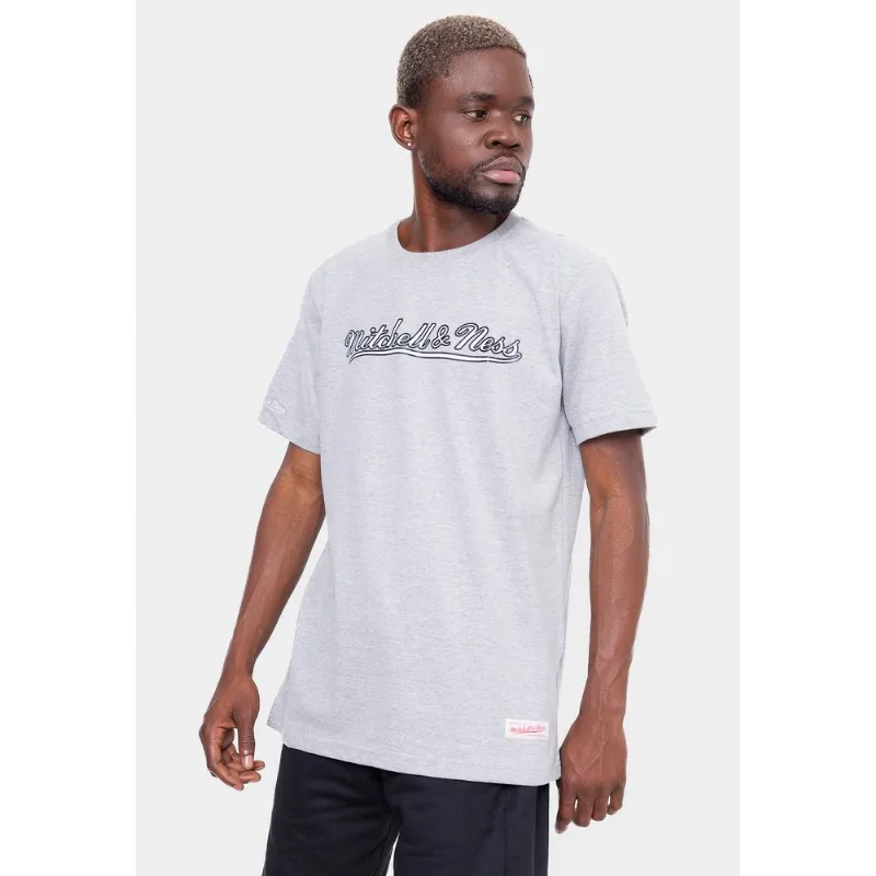 Camiseta Mitchell & Ness Branded Script Cinza Mescla - M