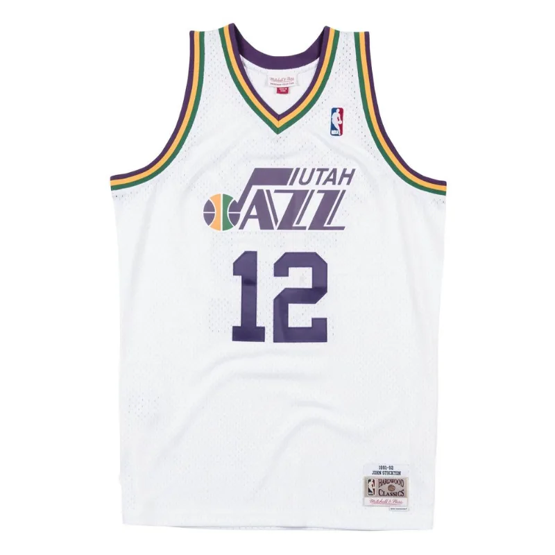 Regata Mitchell & Ness Swingman Jersey Utah Jazz 1991-1992 John Stockton Branca - GG