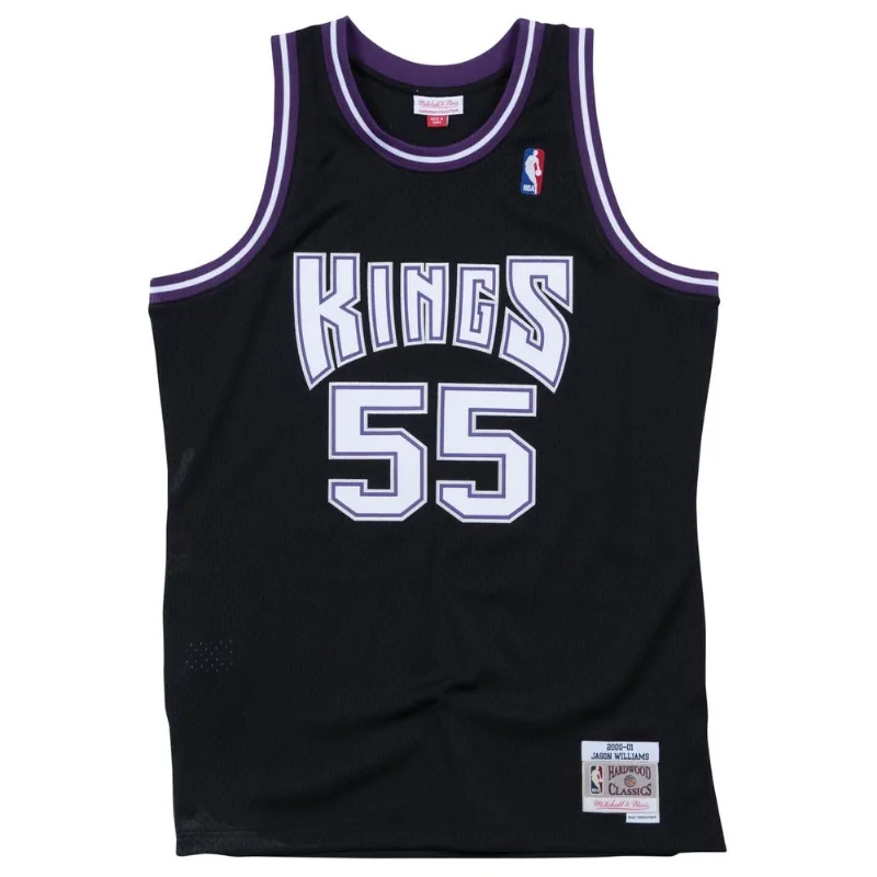 Regata Mitchell & Ness Swingman Jersey Sacramento Kings Road 2000-01 Jason Williams Preta - GG