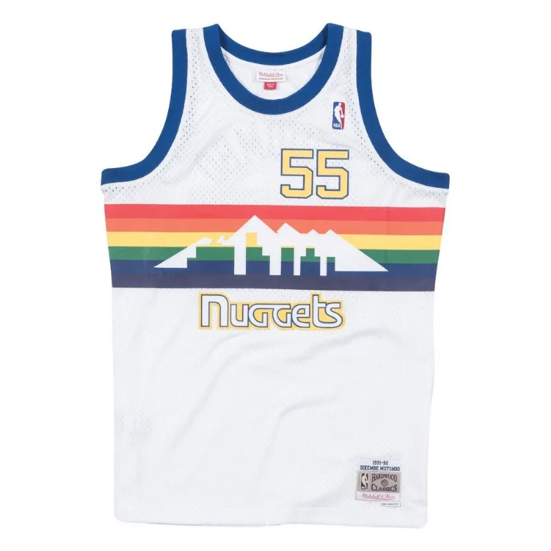 Regata Mitchell & Ness Swingman Jersey Denver Nuggets 1991-92 Dikembe Mutombo Branca - XGG