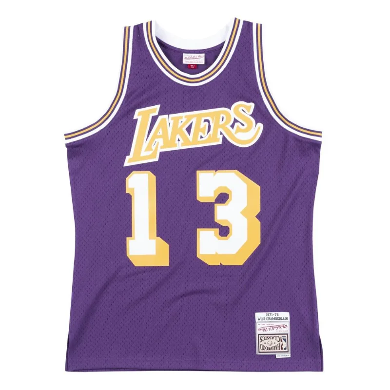 Regata Mitchell & Ness Swingman Jersey Los Angeles Lakers 1971-72 Wilt Chamberlain Roxa - G