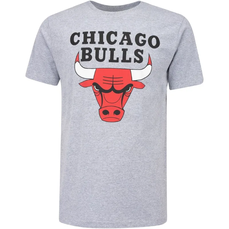 Camiseta Chicago Bulls NBA Manga Curta Estampada - Masculina Cinza GG
