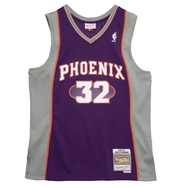 Regata Mitchell & Ness Swingman Jersey Phoenix Sun 2002-03 Amar'e Stoudemire Roxa - M