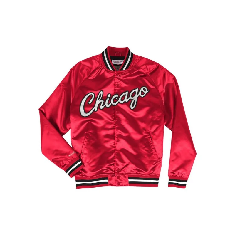 Jaqueta Mitchell & Ness Lightweight Satin Jacket Chicago Bulls Vermelha - XGG