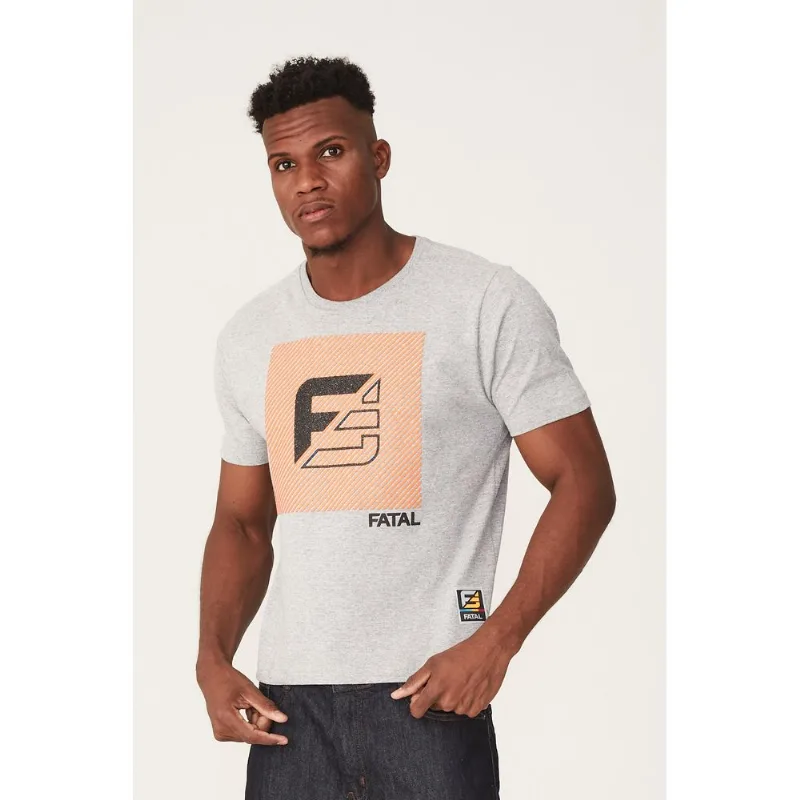 Camiseta Fatal Estampada Big Brand Logo Cinza Mescla - M