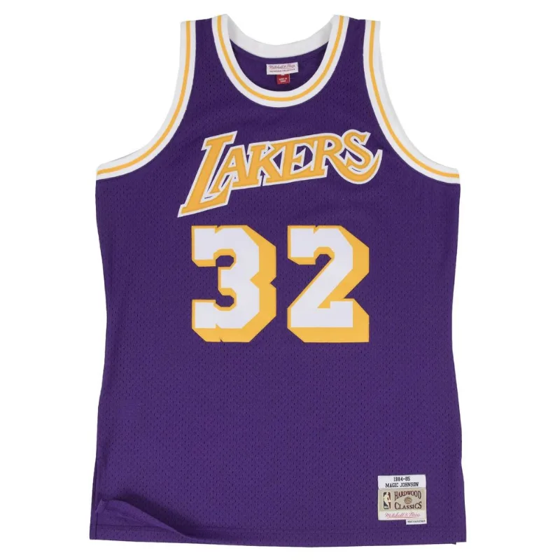 Regata Mitchell & Ness Swingman Jersey Road Los Angeles Lakers Magic Johnson 1984-85 Roxa - G