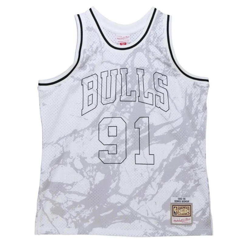 Regata Mitchell & Ness Marble Swingman Jersey Chicago Bulls 1997-98 Dennis Rodman Branca - XGG