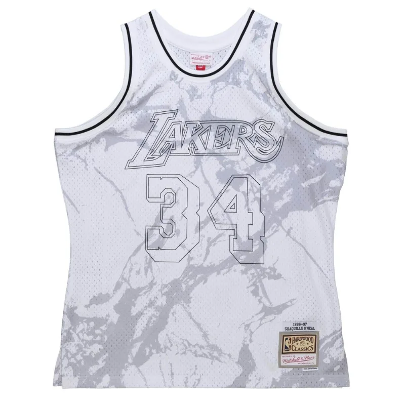 Regata Mitchell & Ness Marble Swingman Jersey Los Angeles Lakers 1996-97 Shaquille O'Neal Branca - M