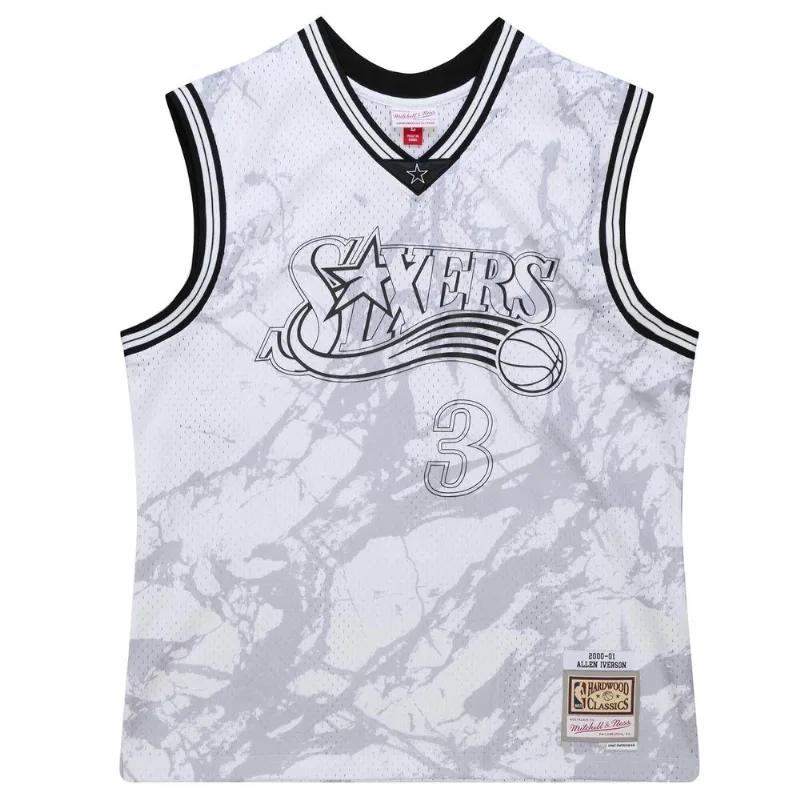 Regata Mitchell & Ness Marble Swingman Jersey Philadelphia 76ers 2000-01 Allen Iverson Branca - GG