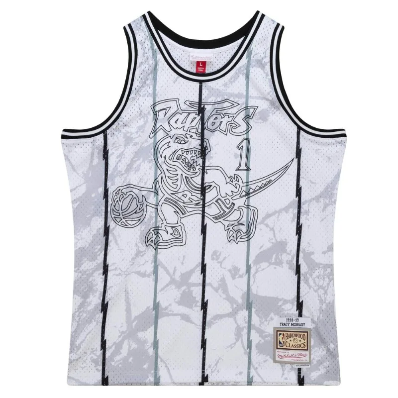 Regata Mitchell & Ness Marble Swingman Jersey Toronto Raptors 1998-99 Tracy Mcgrady Branca - P