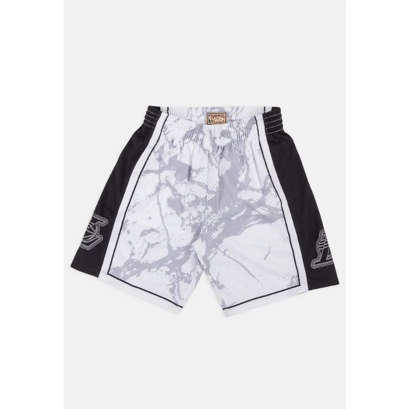 Shorts Mitchell & Ness NBA Marble Swingman Los Angeles Lakers Branca - Plus M