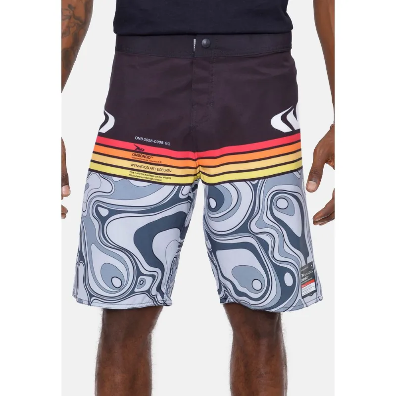 Boardshort Onbongo Funny Preto Com Cinza - 42