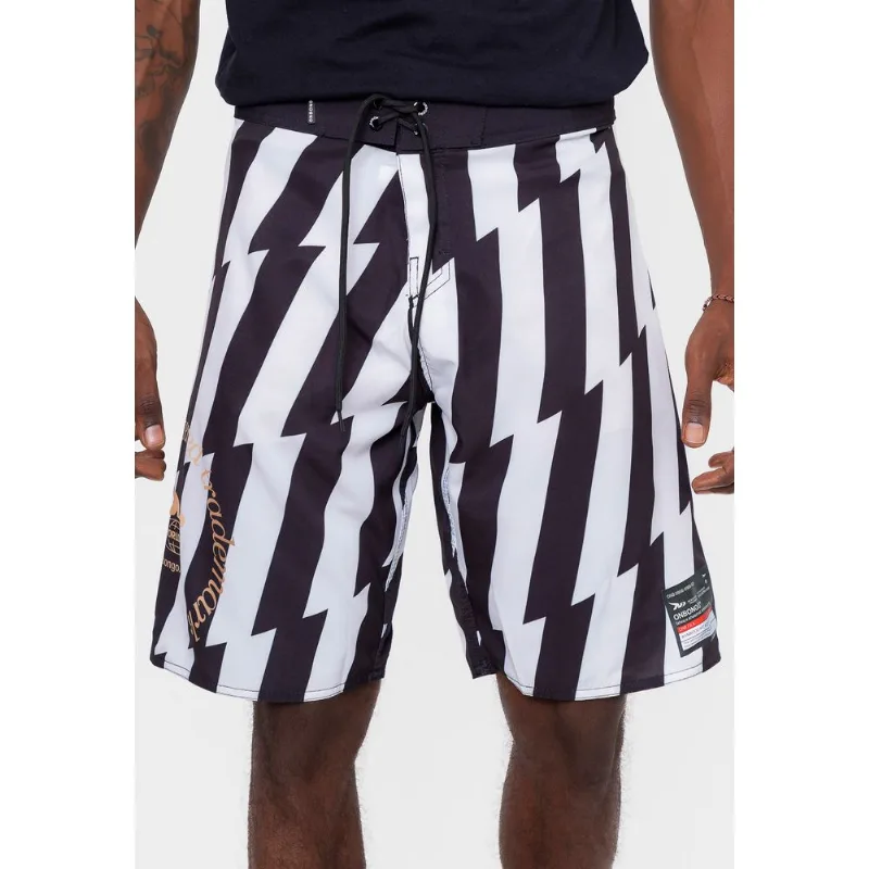 Boardshort Onbongo Race Branco Com Preto - 38