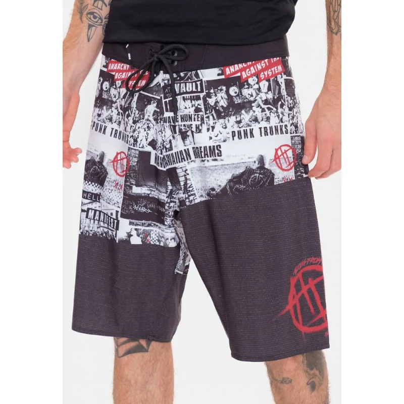 Boardshort HD Anarchy Preto Com Vermelho - 44