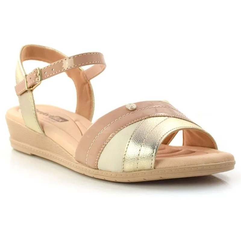 Sandália Feminina com Salto Baixo Comfortflex Creme 21-70304 39