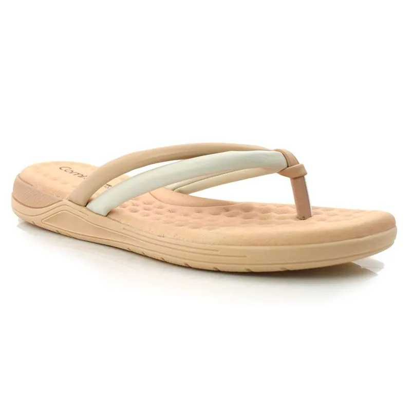 Tamanco Feminino com Salto Baixo Comfortflex Creme 21-82401 40