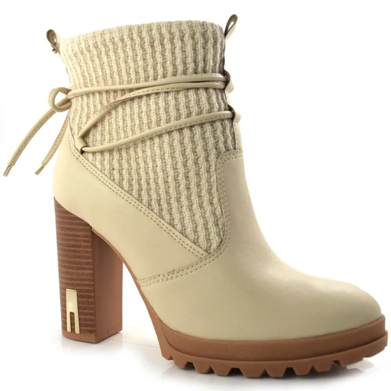 Coturno Feminino com Salto Bloco Ramarim Off White 23-60104 37
