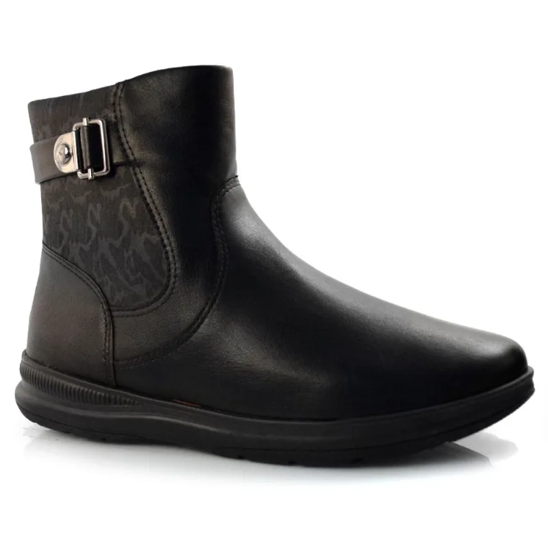 Coturno Feminino de Couro Comfortflex Preto 23-91301 37