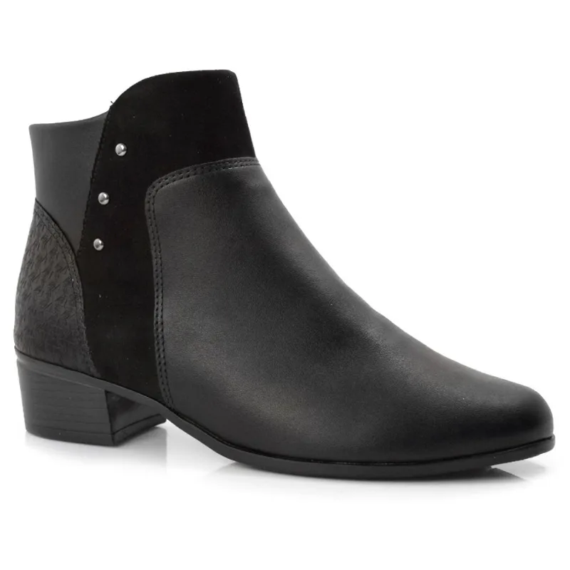 Ankle Boots Feminino de Salto Baixo Comfortflex Preto 22-86301 38