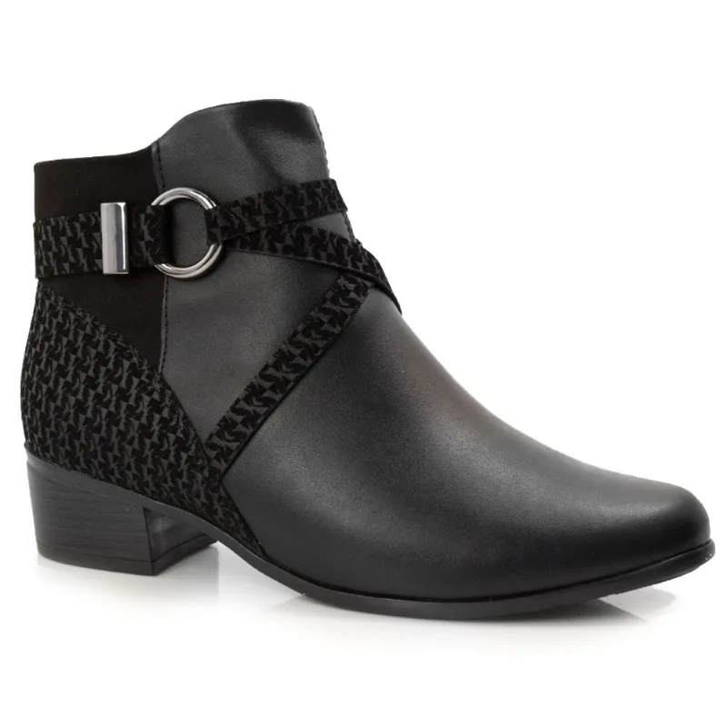 Ankle Boots Feminino de Salto Baixo Comfortflex Preto 22-86303 36