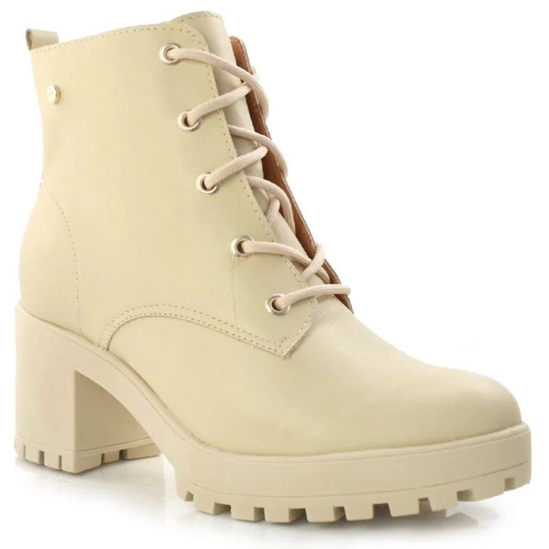 Coturno Feminino com Salto Bloco Ramarim Creme 22-56101 37