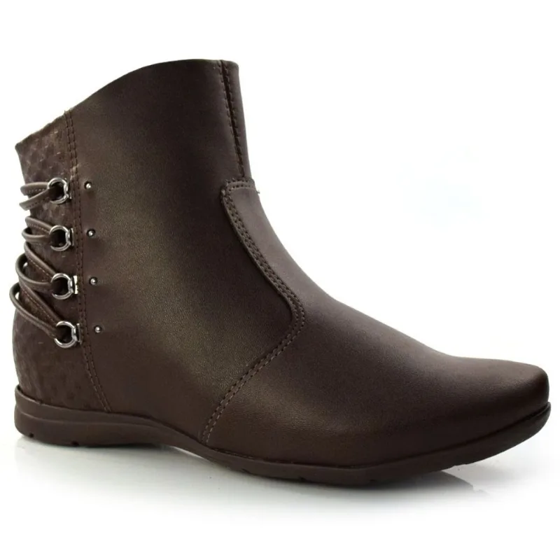 Ankle Boots Feminina Comfortflex Marrom 22-91303 37