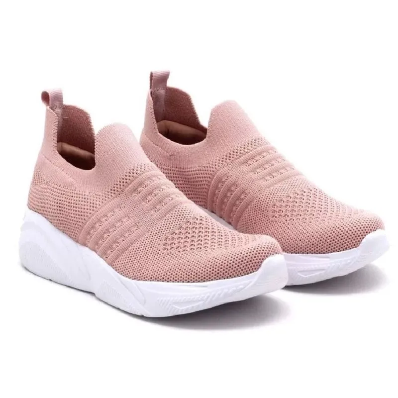 Tênis Fem Slip On Ramarim Malha Knit 7.0 Rosa Blush 22-88131