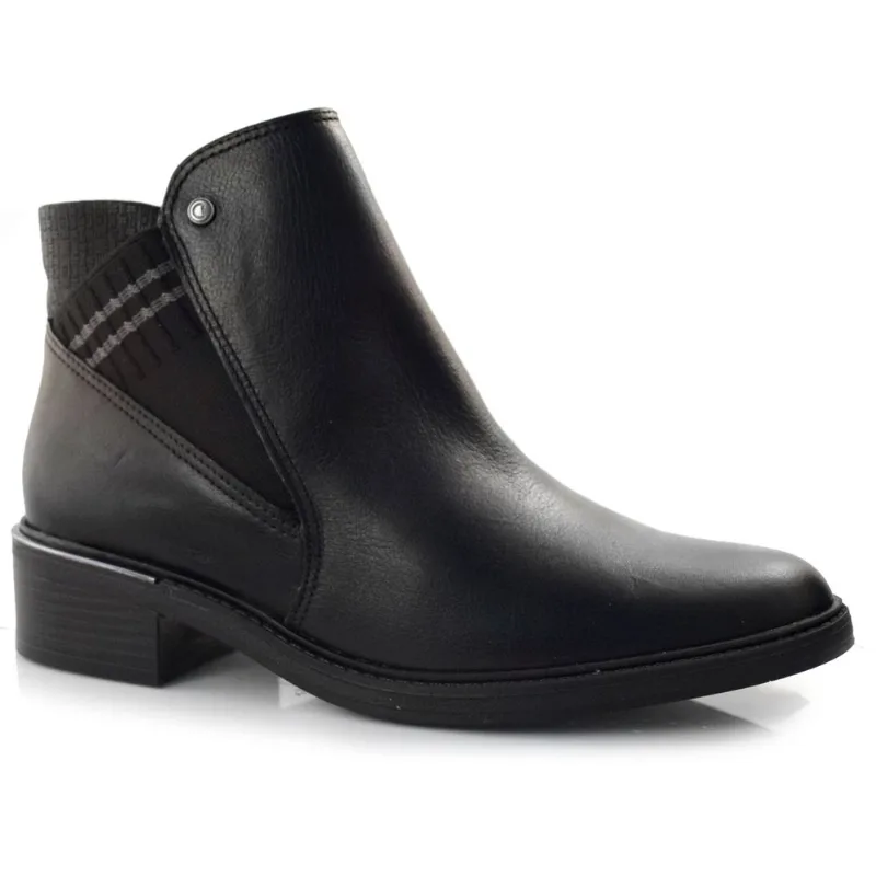 Coturno Feminino de Couro Comfortflex Preto 23-69301 35