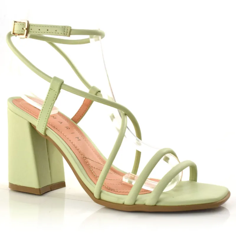 Sandália Feminina com Salto Bloco Ramarim Verde 22-41205 34