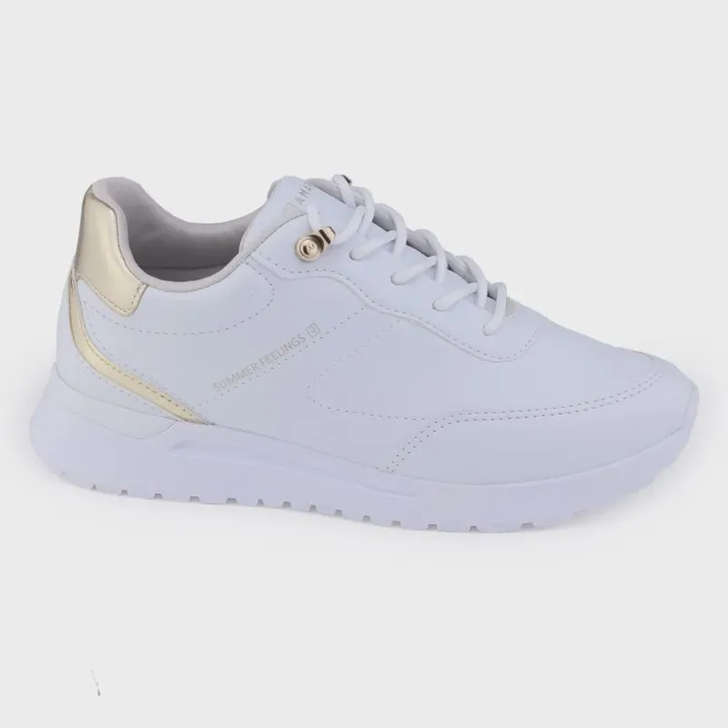 Tênis Jogging Fem Flatform Ramarim 22-78202 alto branco ouro