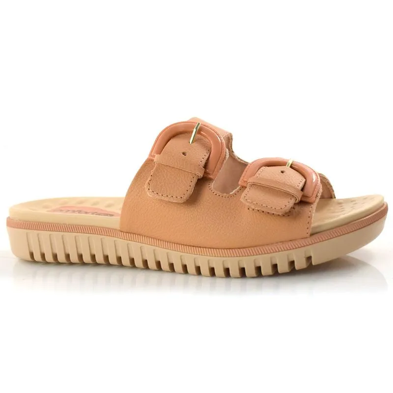 Tamanco Feminino com Salto Baixo Comfortflex Nude 22-45404 40
