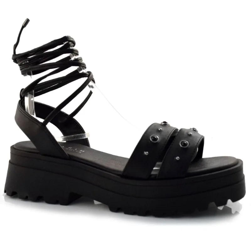 Sandália Flat com Amarração Ramarim Preto 22-38501 Colab Andressa Suita 36