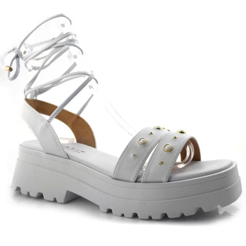 Sandália Flat com Amarração Ramarim Branco 22-38501 Colab Andressa Suita 37
