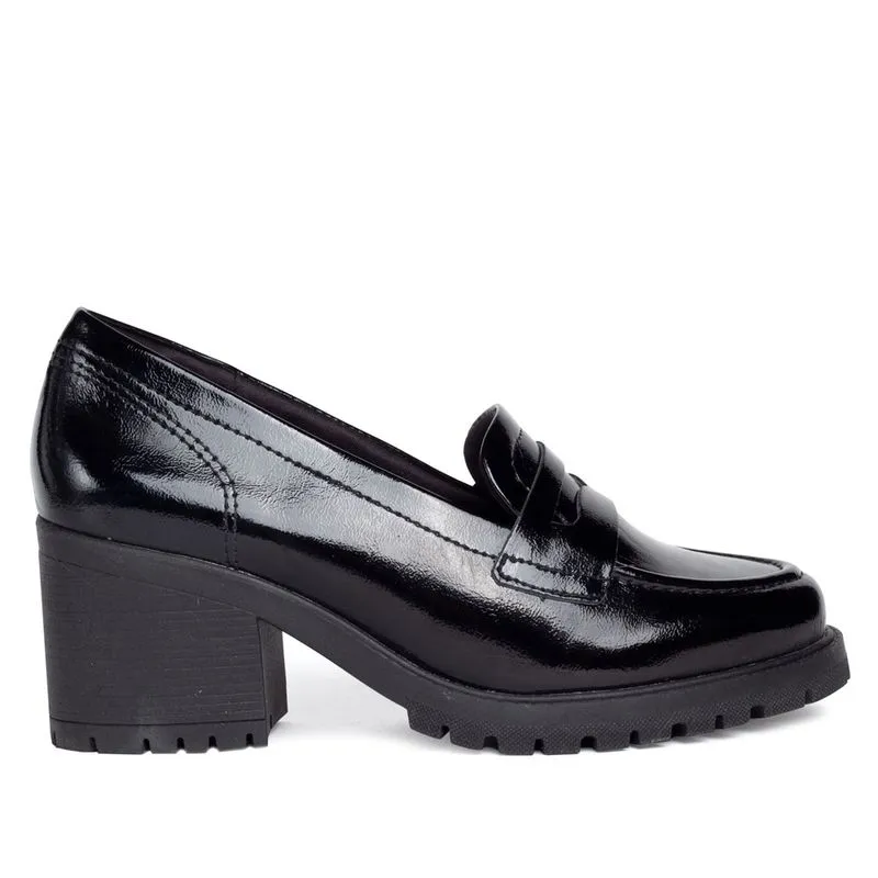 Mocassim Feminino Comfortflex Verniz com Salto Preto - 39