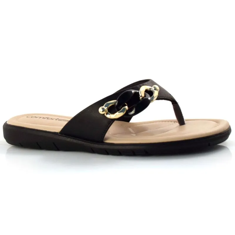 Tamanco com Salto Baixo Comfortflex Preto 22-80406 38