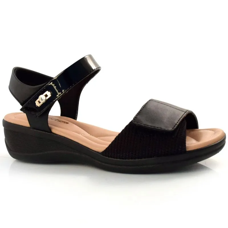 Sandália Anabela Feminina Comfortflex Preto 23-88303 38