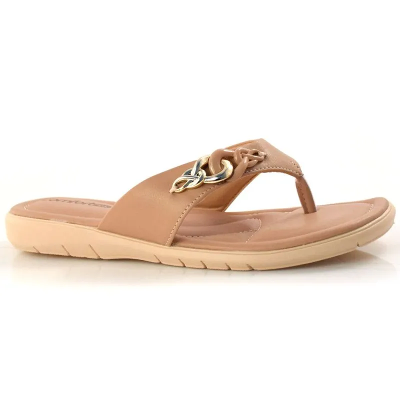 Tamanco Feminino com Salto Baixo Comfortflex Nude 23-80302 34