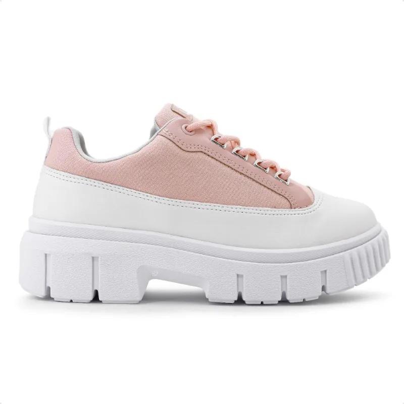 Tênis Comfortflex Walk Tratorado Casual Feminino 37 / Branco / Rosa Claro