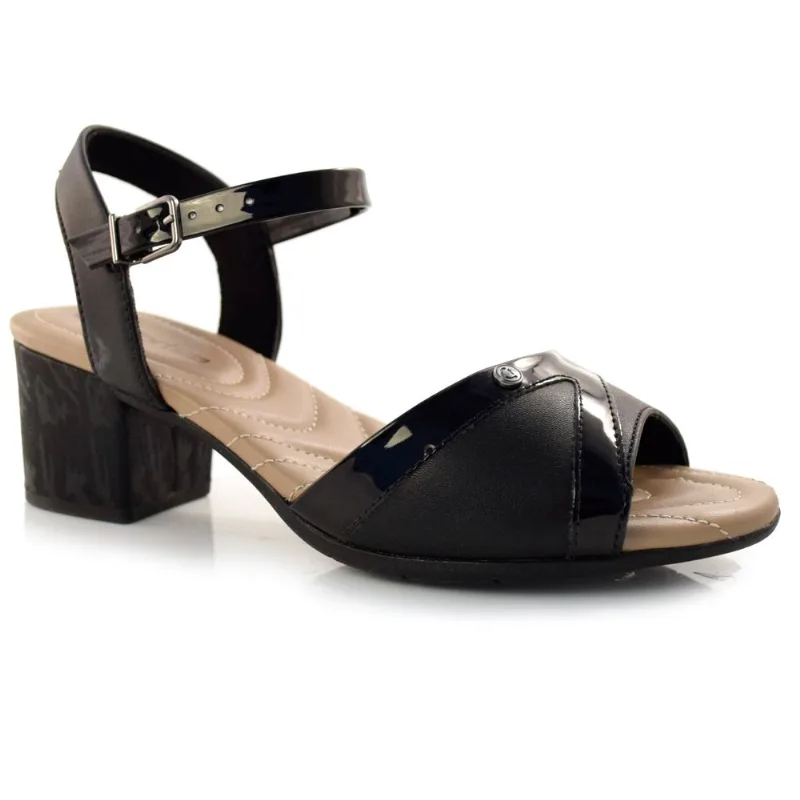 Sandália Feminina com Salto Bloco Comfortflex Preto 23-57302 37