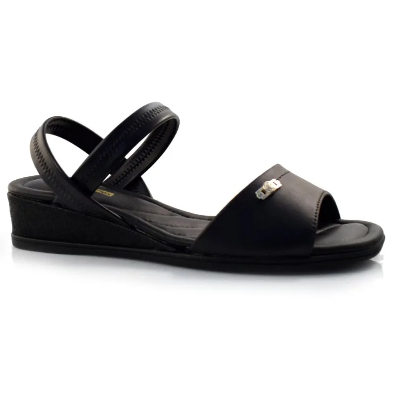 Sandália Anabela Feminina Comfortflex Preto 23-70303 36