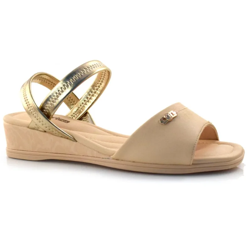 Sandália Anabela Feminina Comfortflex Bege 23-70303 38