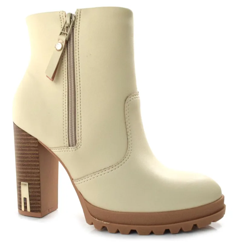 Coturno Feminino com Salto Bloco Ramarim Off White 23-60101 39