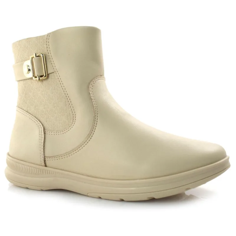 Coturno Feminino de Couro Comfortflex Off White 23-91301 39